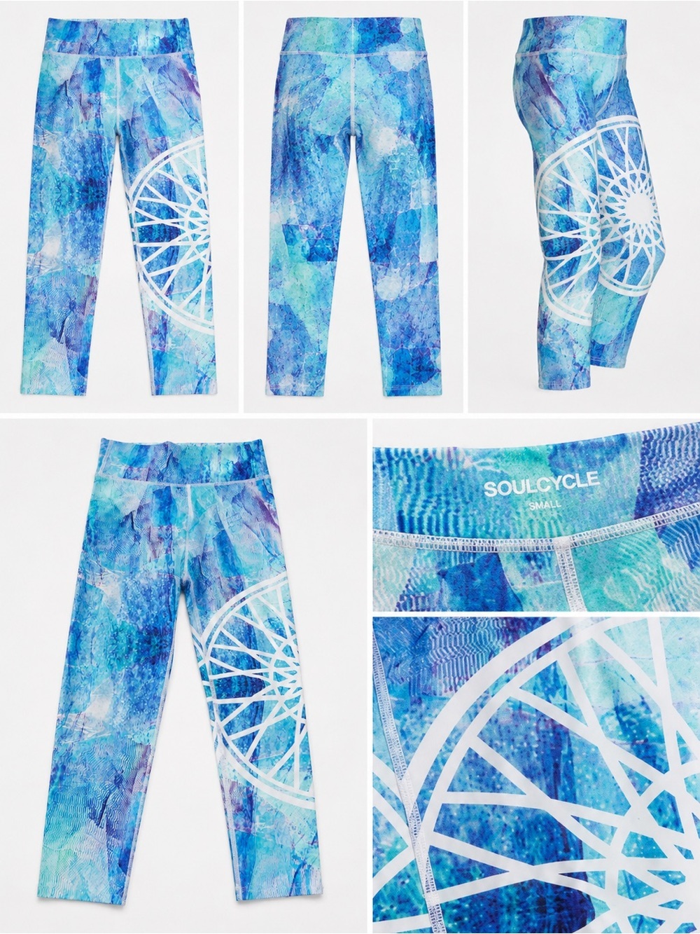 soulcycle Blue & Teal Patterned Athletic Leggings